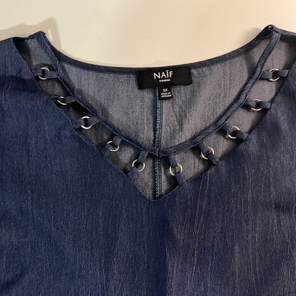 NAÏF Women’s Mid 3/4 length Bell Sleeve Mid Dress size 1X - Picture 4 of 10